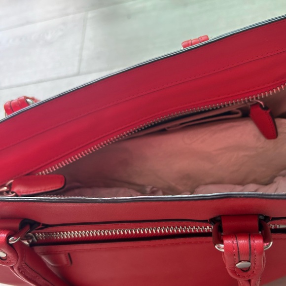 Coach Red Legacy Leather Medium Candace Carryall Handbag Coral - Picture 6 of 9